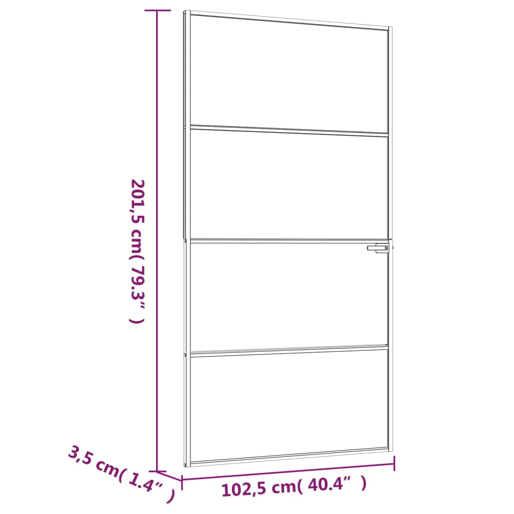 vidaXL Interior Door White 102x201.5 cm Tempered Glass&Aluminium Slim