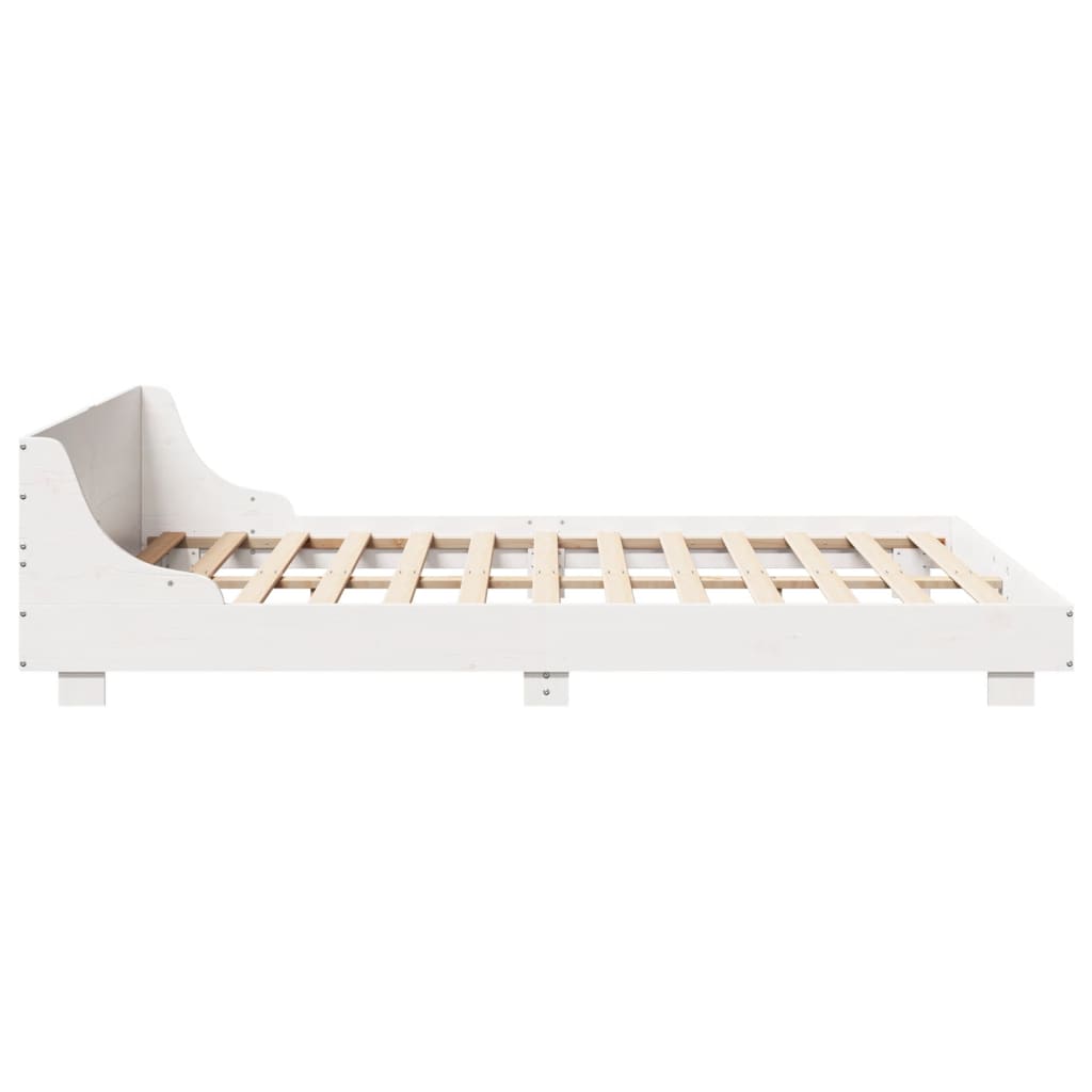 vidaXL Bed Frame without Mattress White 150x200 cm King Size Solid Wood Pine