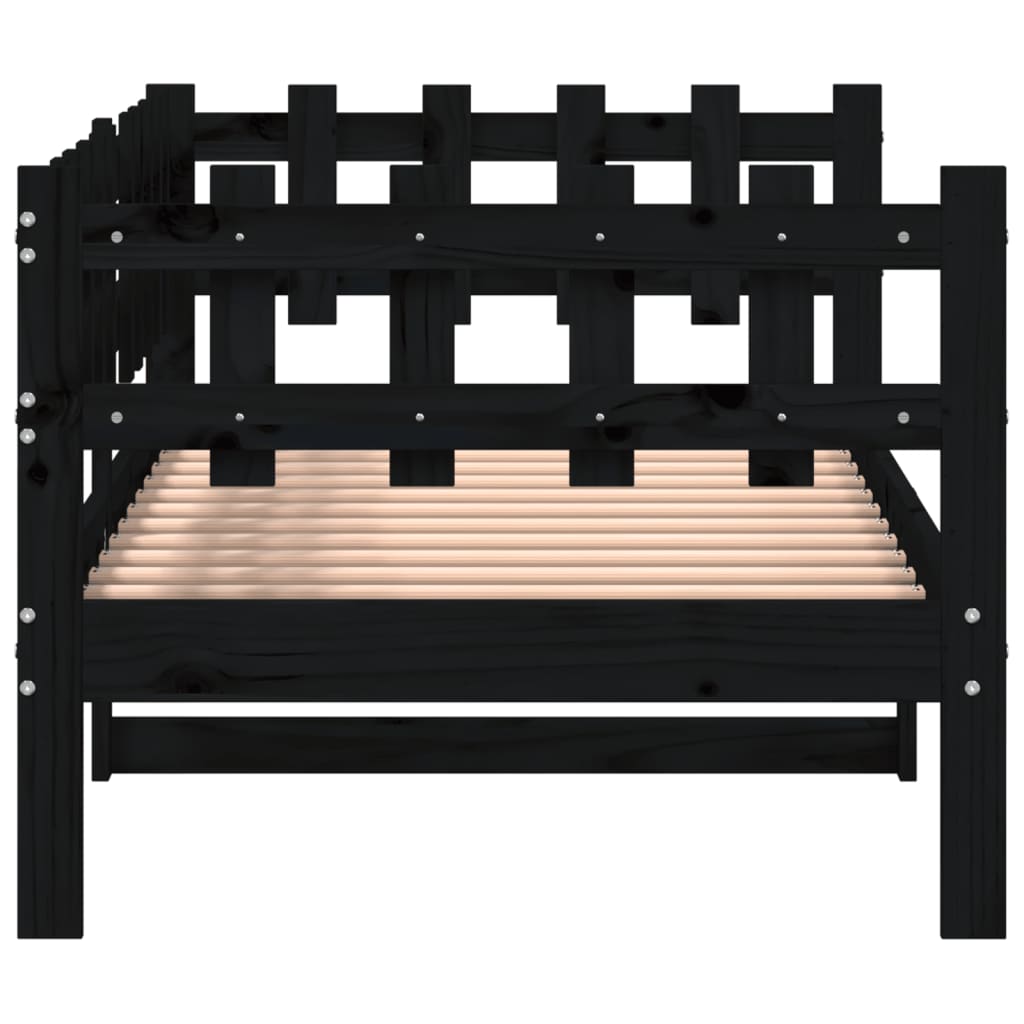 vidaXL Day Bed without Mattress Black 80x200 cm Solid Wood Pine