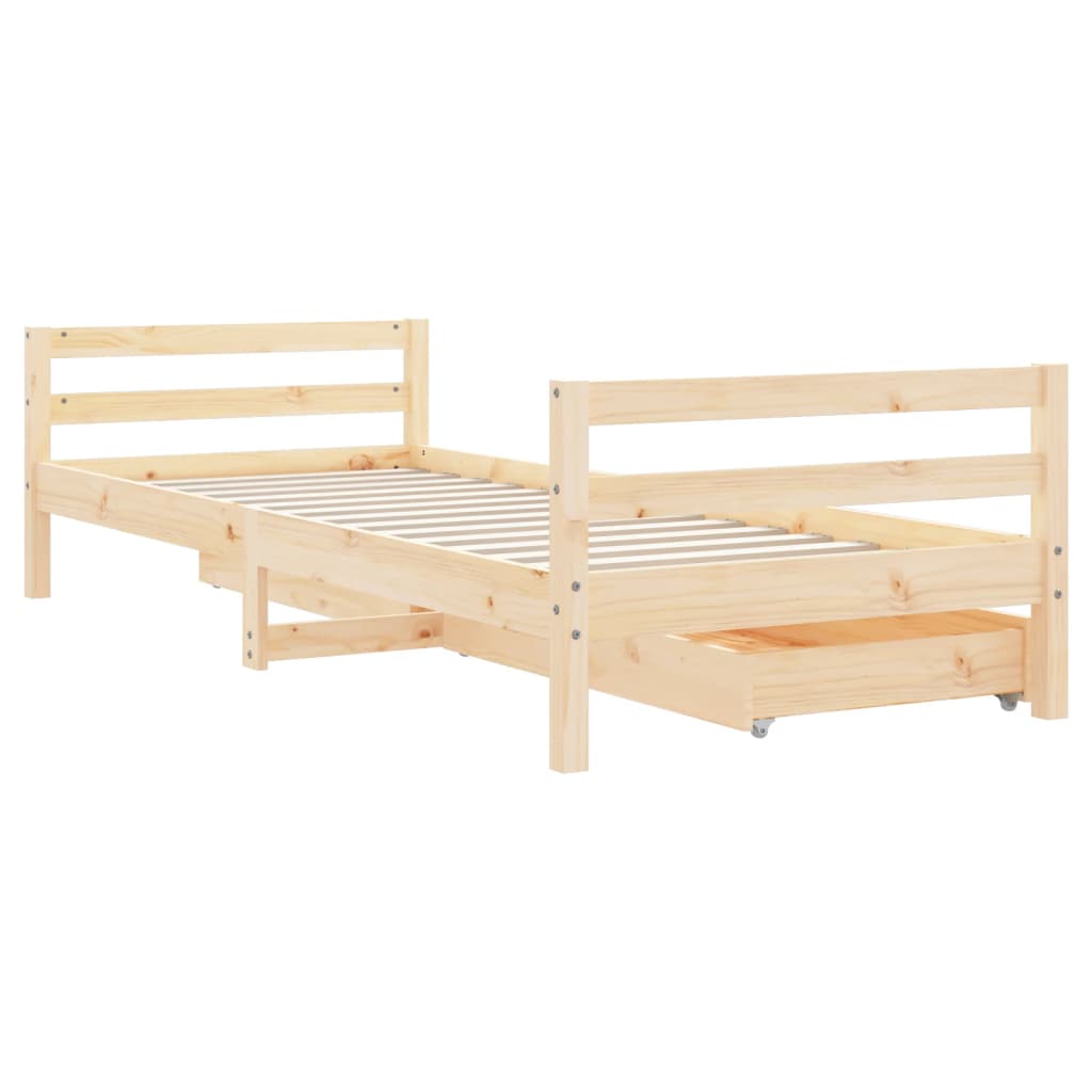 vidaXL Kids Bed Frame with Drawers 90x200 cm Solid Wood Pine