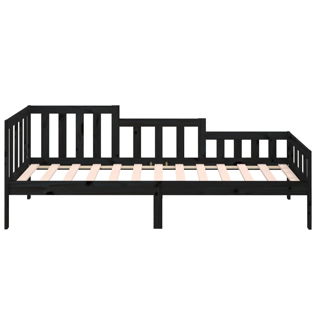 vidaXL Day Bed without Mattress Black 90x200 cm Solid Wood Pine