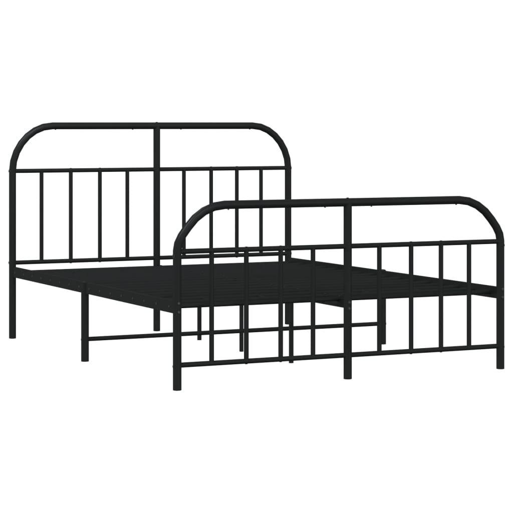 vidaXL Metal Bed Frame without Mattress with Footboard Black 160x200 cm