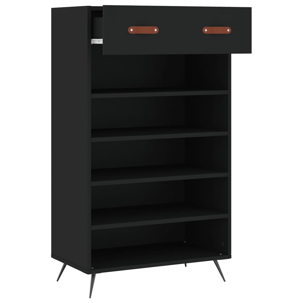 vidaXL Shoe Cabinet Black 60x35x105 cm Engineered Wood