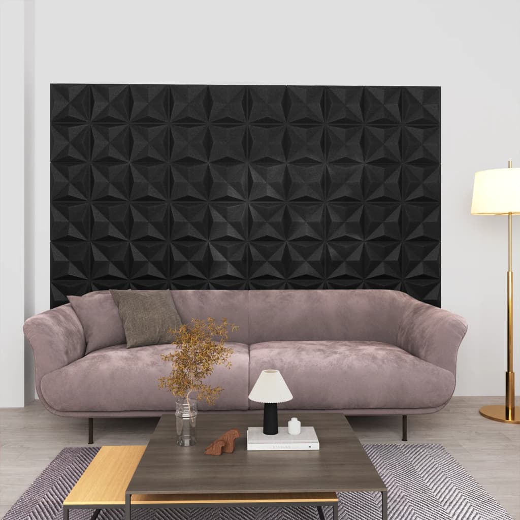 vidaXL 3D Wall Panels 48 pcs 50x50 cm Origami Black 12 m²