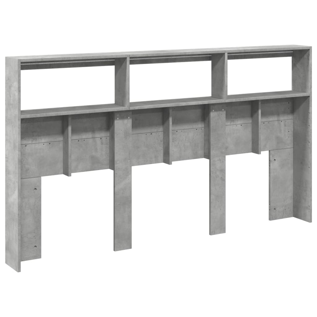 vidaXL Headboard Cabinet with LED Concrete Grey 180x17x102 cm