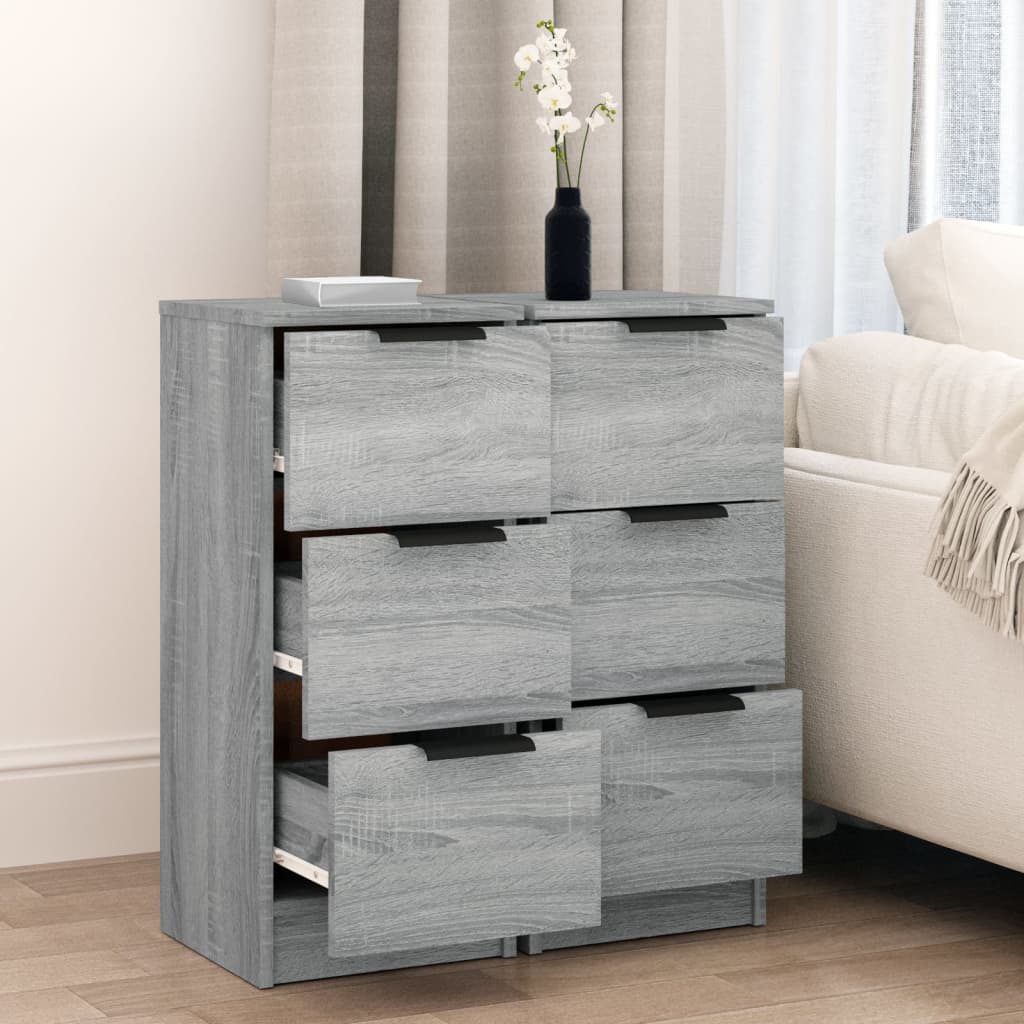 vidaXL Sideboards 2 pcs Grey Sonoma 30x30x70 cm Engineered Wood