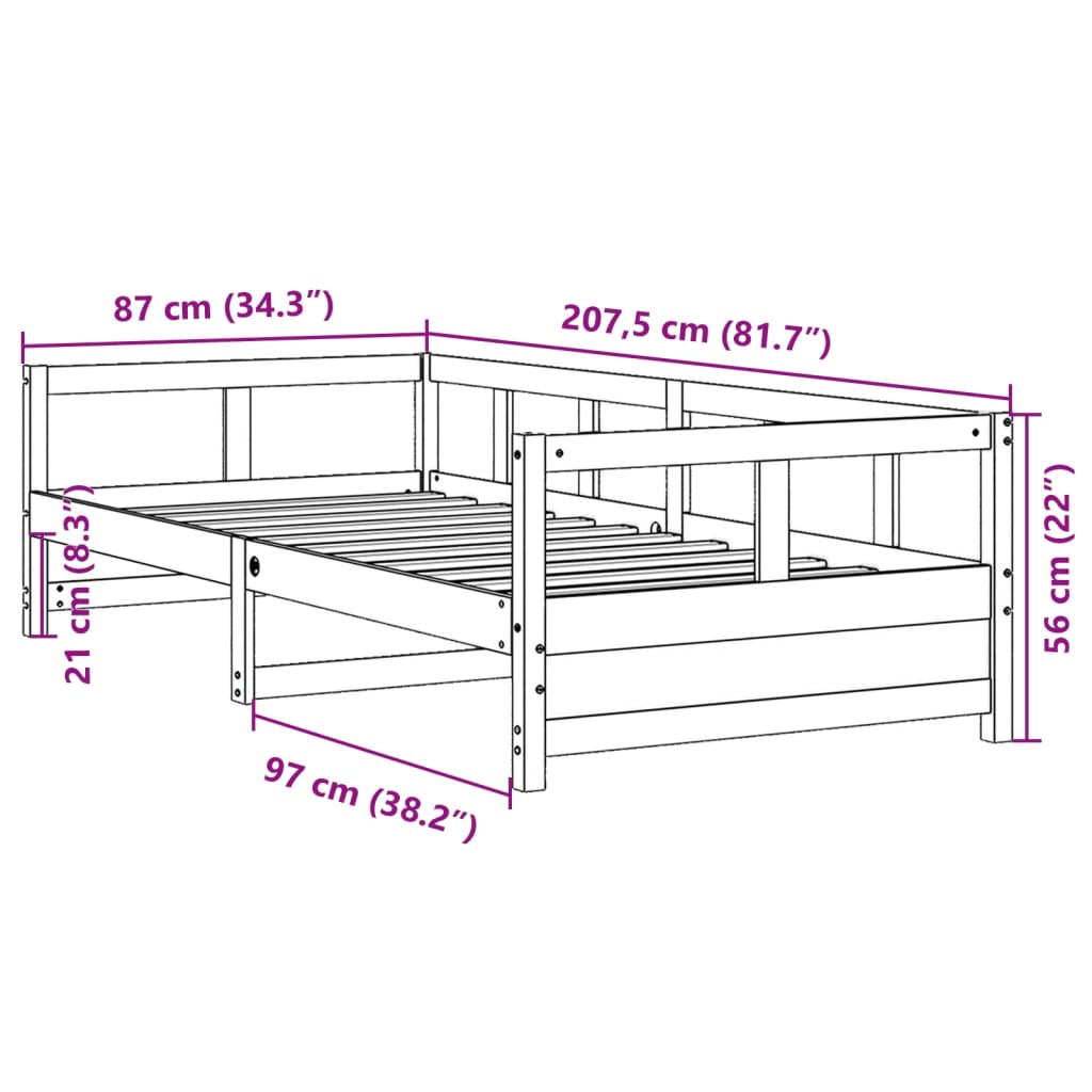 vidaXL Daybed without Mattress Natural 80x200 cm Solid Wood Pine