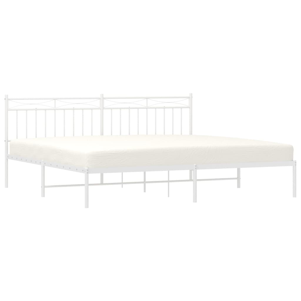 vidaXL Metal Bed Frame without Mattress with Headboard White 200x200 cm