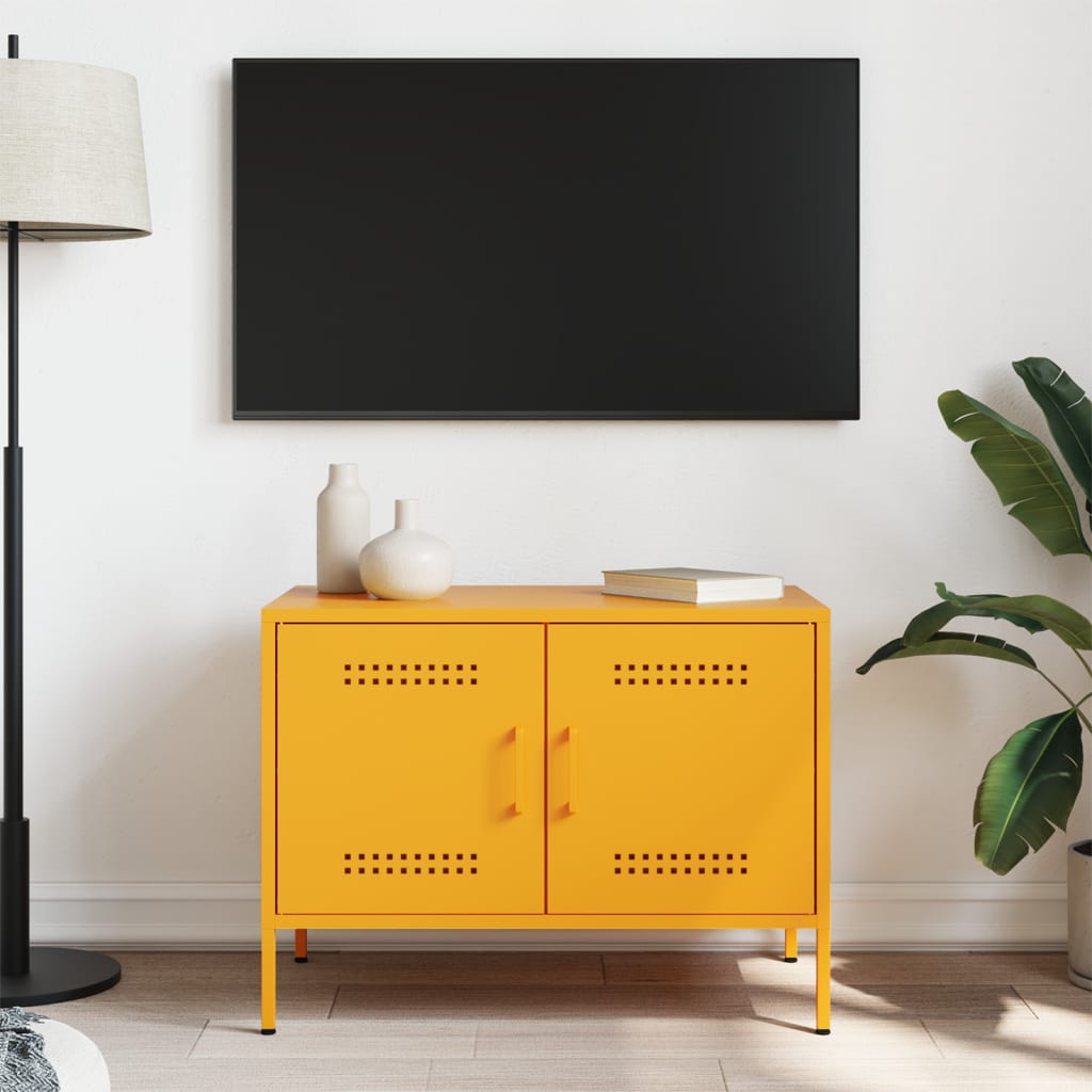 vidaXL TV Cabinet Mustard Yellow 68x39x50.5 cm Steel