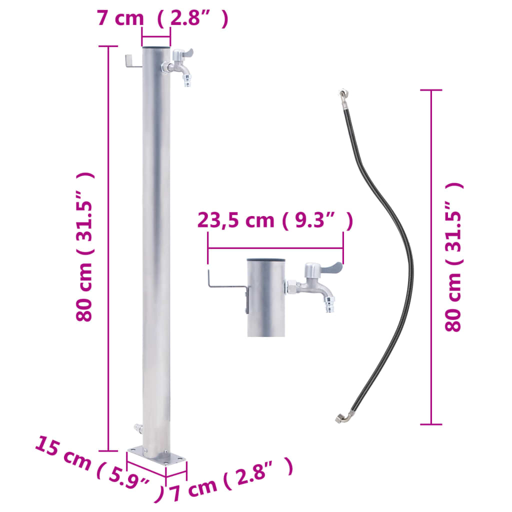 vidaXL Garden Water Column 80 cm Stainless Steel Round