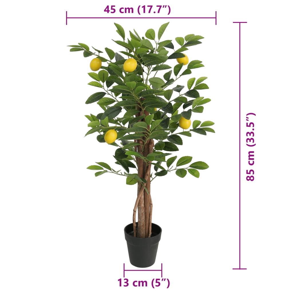 vidaXL Artificial Lemon Tree with 3 Trunks Green 85 cm PP