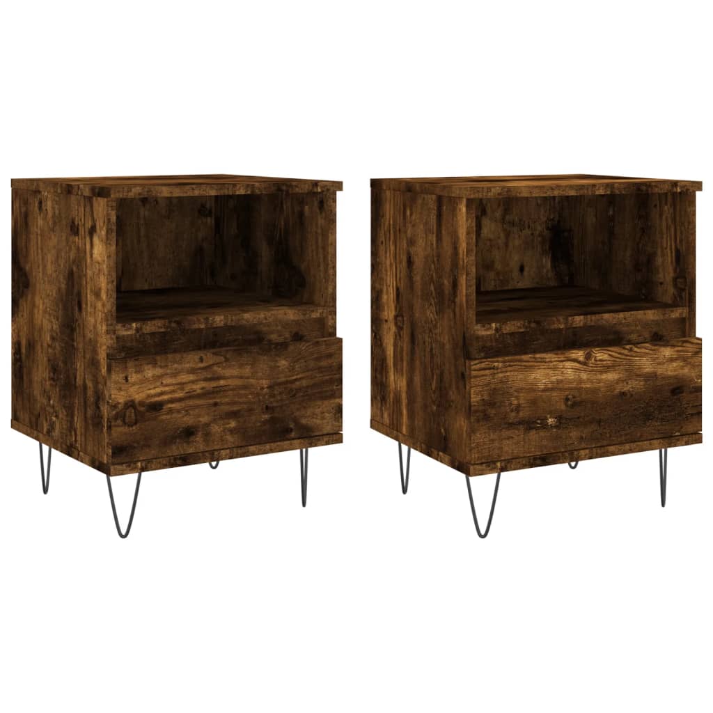 vidaXL Bedside Cabinets 2 pcs Smoked Oak 40x35x50 cm Engineered Wood