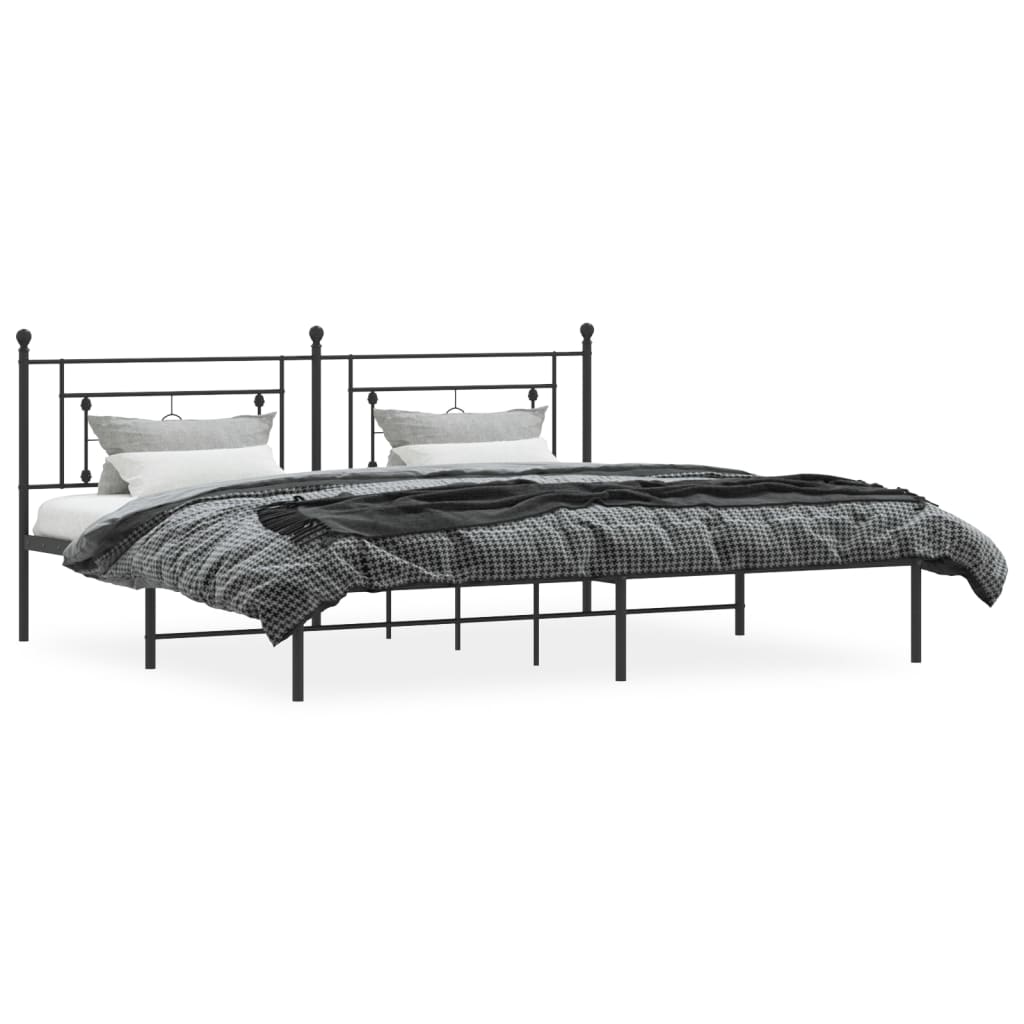 vidaXL Metal Bed Frame without Mattress with Headboard Black 200x200 cm