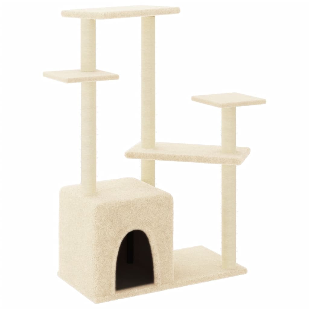 vidaXL Cat Tree with Sisal Scratching Posts Cream 107.5 cm