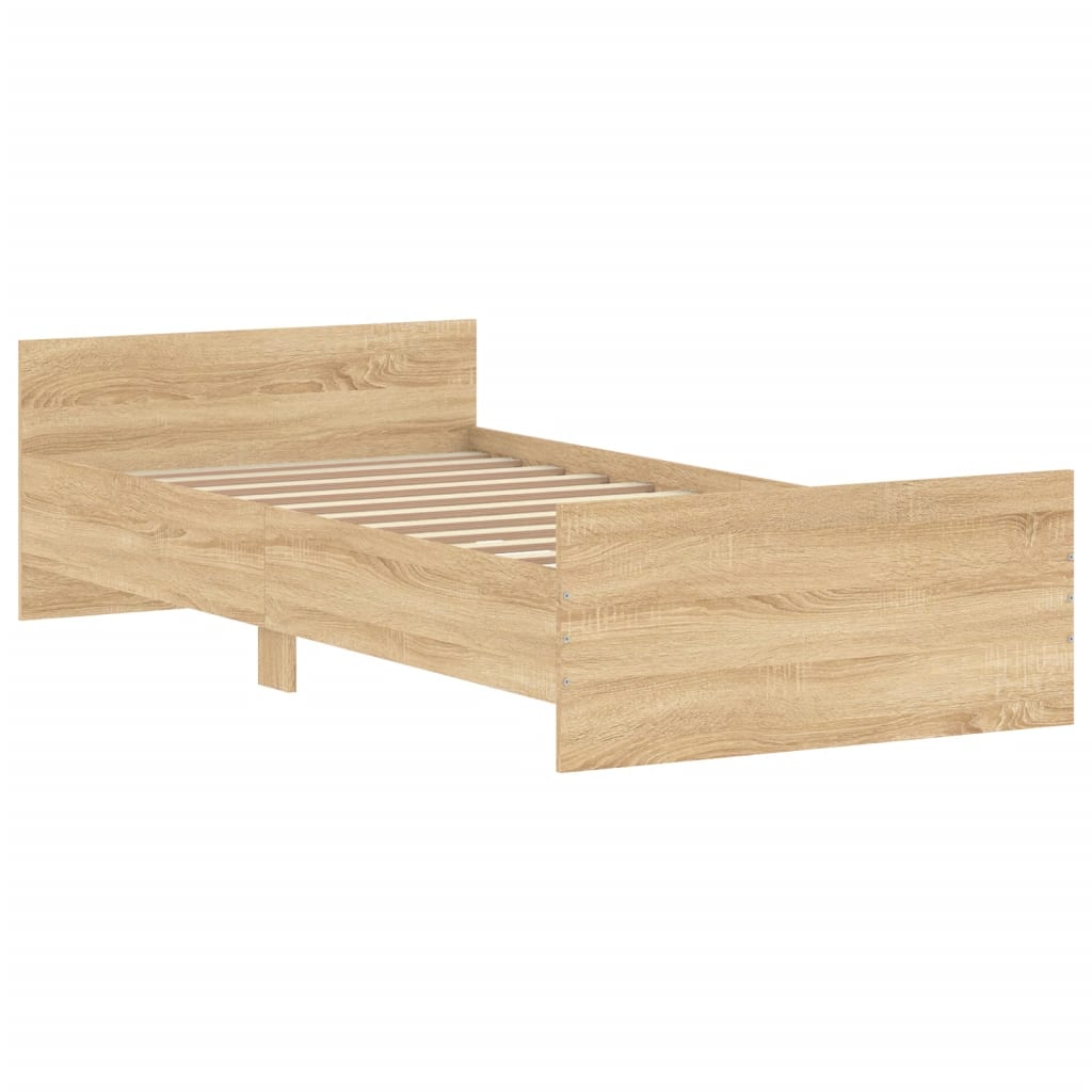 vidaXL Bed Frame without Mattress Sonoma Oak 100x200 cm Engineered Wood