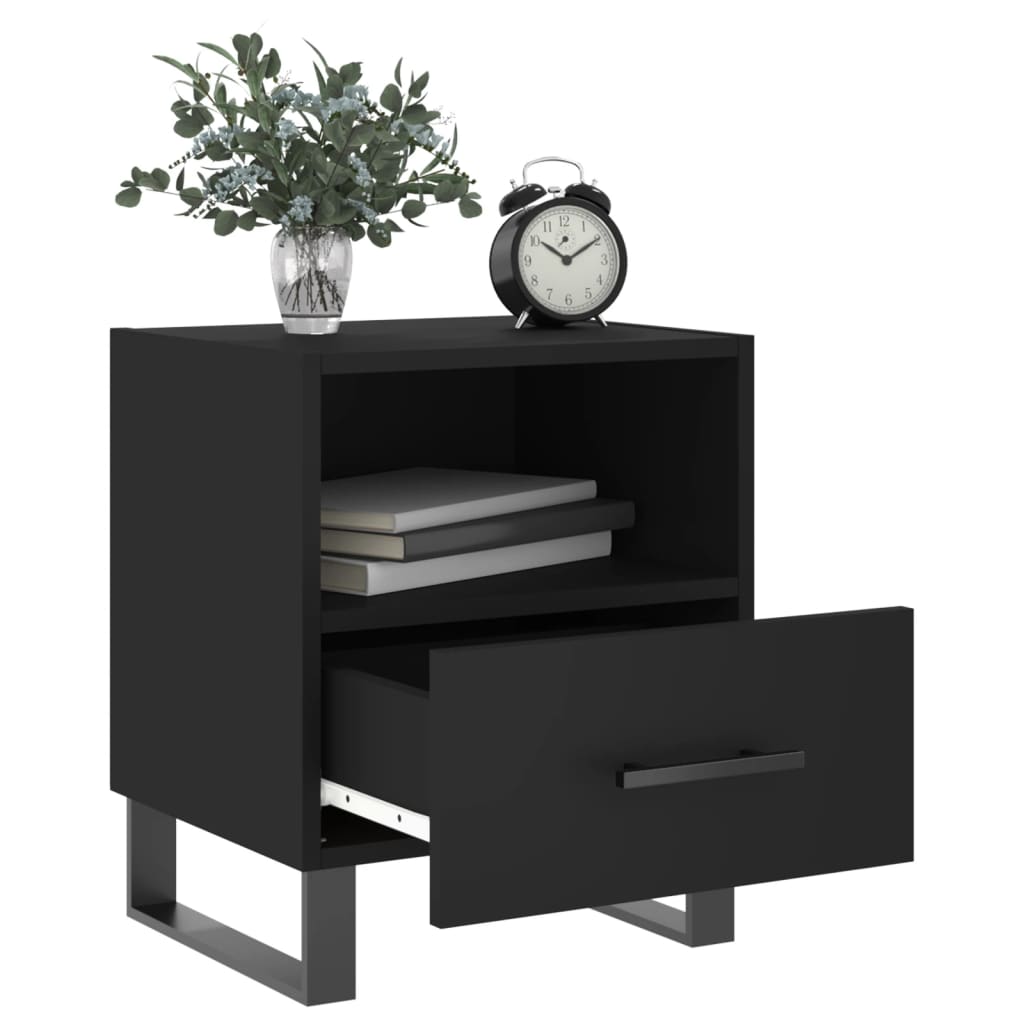 vidaXL Bedside Cabinets 2 pcs Black 40x35x47.5 cm Engineered Wood