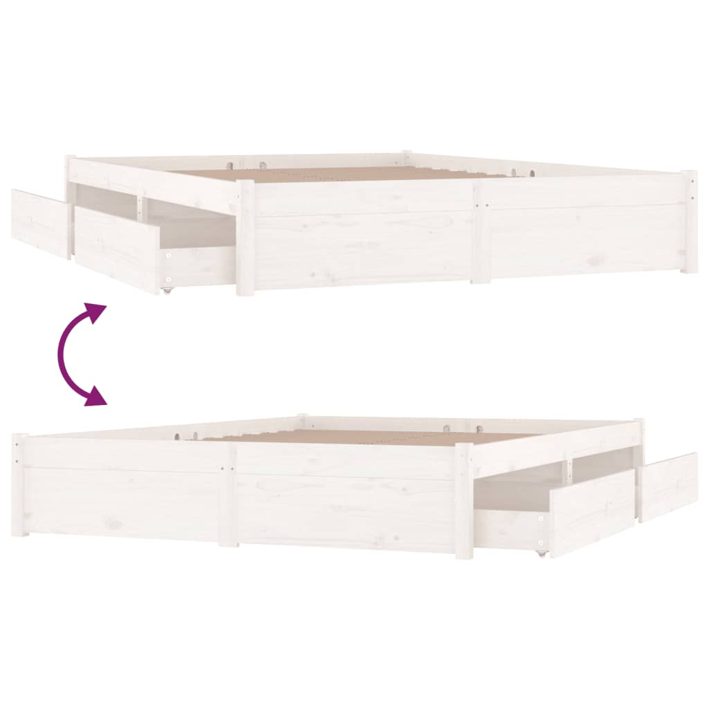 vidaXL Bed Frame without Mattress with Drawers White Super King