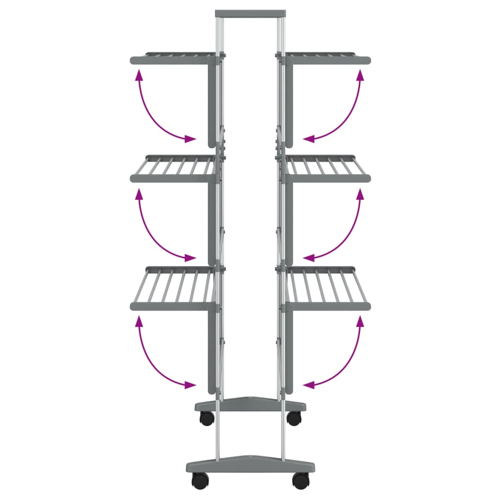 vidaXL Laundry Drying Rack with Wheels 89x64x129 cm Aluminium