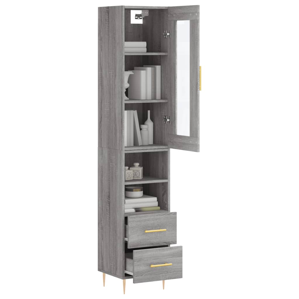 vidaXL Highboard Grey Sonoma 34.5x34x180 cm Engineered Wood