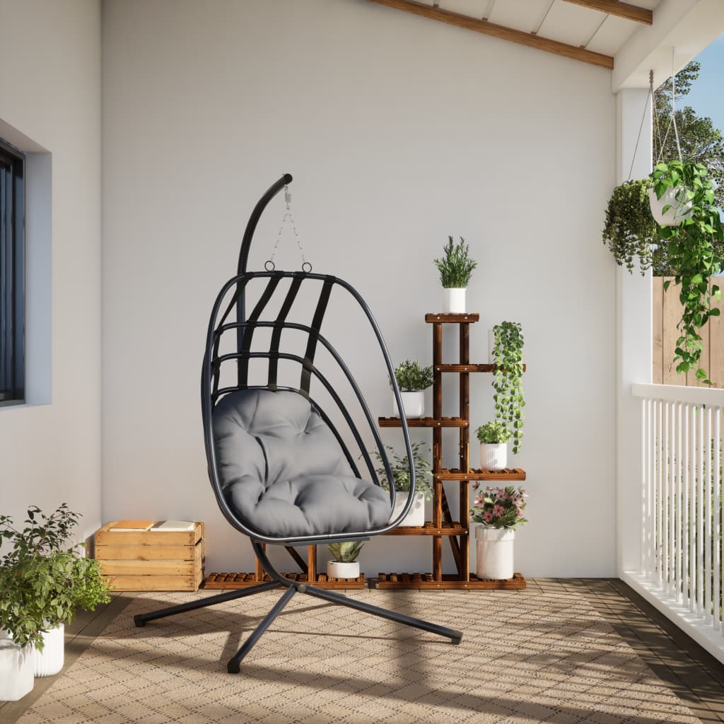 vidaXL Hanging Egg Chair with Stand Anthracite Steel