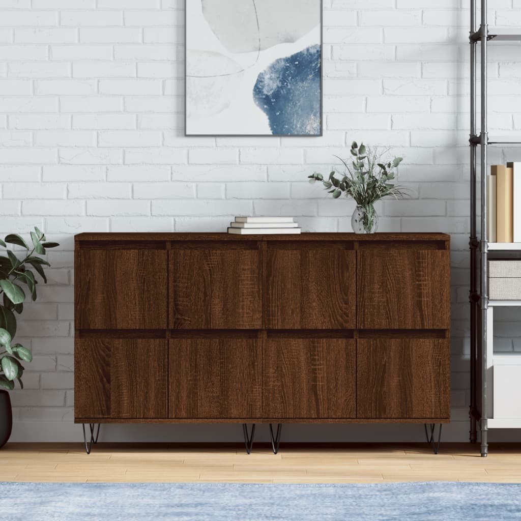 vidaXL Sideboards 2 pcs Brown Oak Engineered Wood