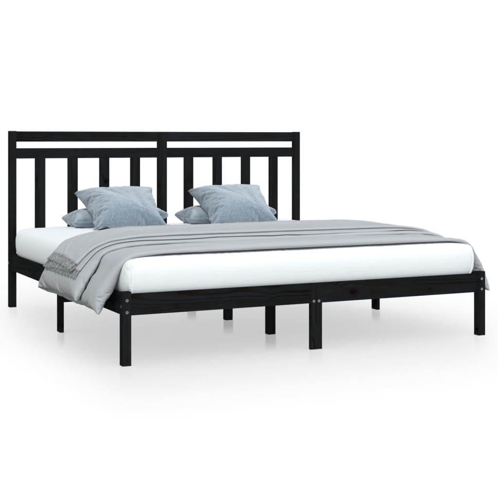 vidaXL Bed Frame without Mattress Black 180x200 cm Super King Solid Wood