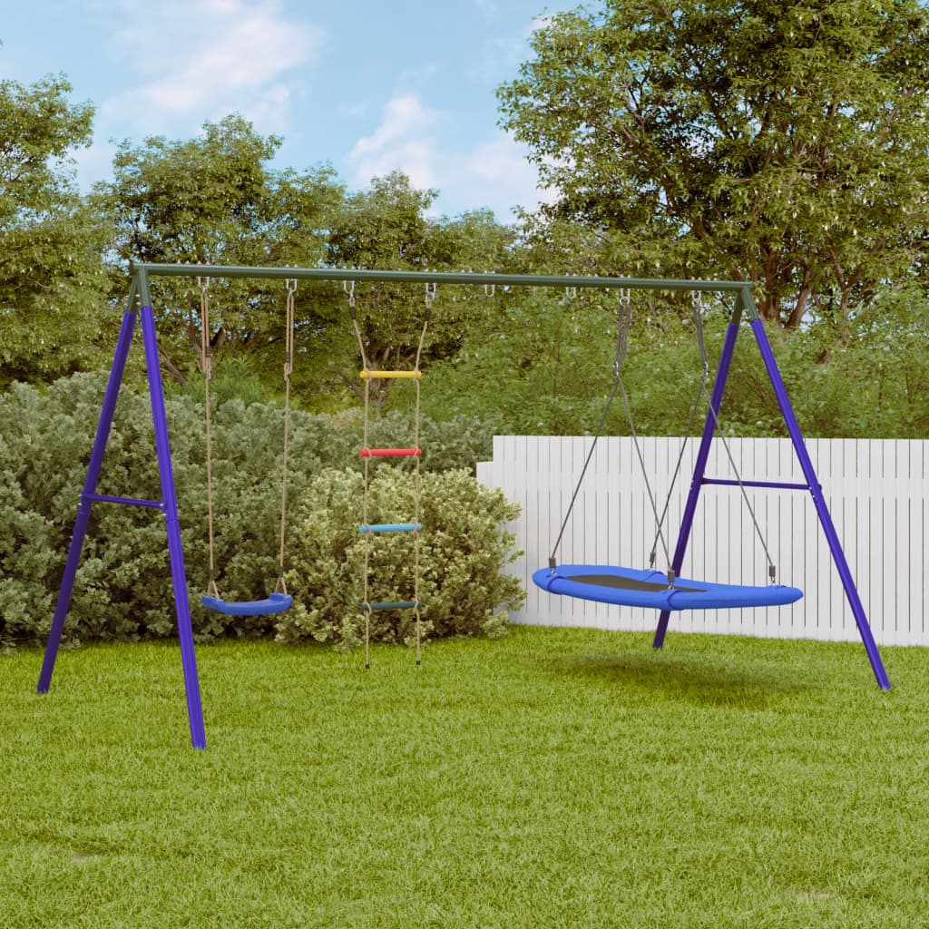 vidaXL Outdoor Swing Set with Swing, Ladder, Nest Swing