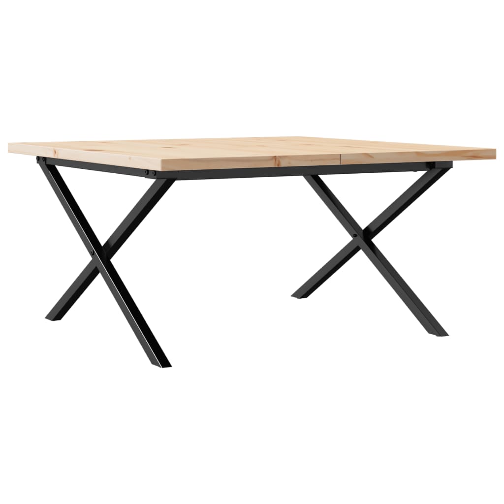 vidaXL Coffee Table X-Frame 80x80x45.5 cm Solid Wood Pine and Cast Iron