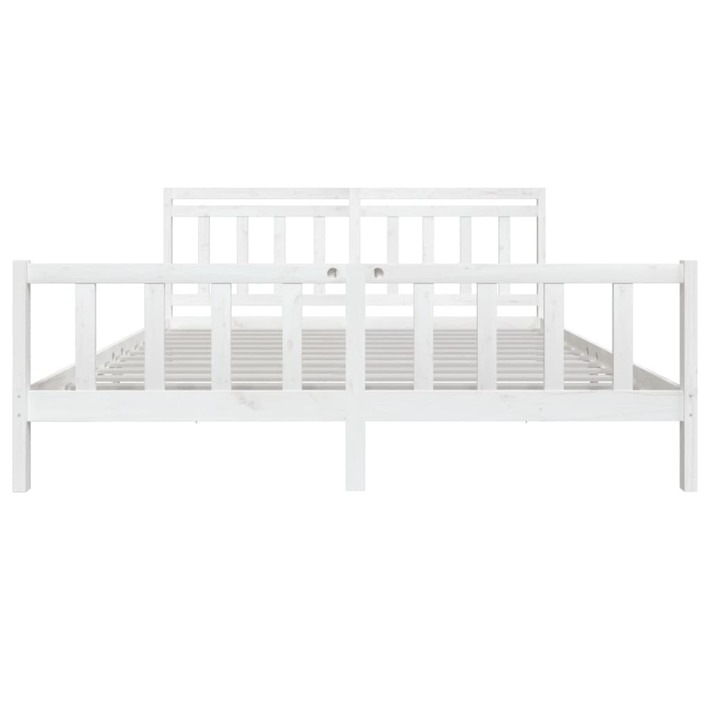 vidaXL Bed Frame without Mattress White Solid Wood 200x200 cm (810103+814115)