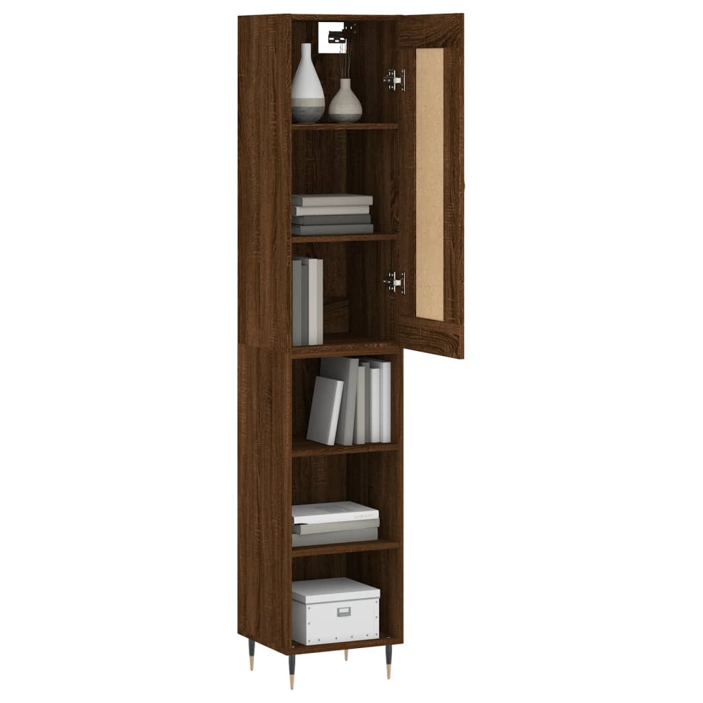 vidaXL Highboard Brown Oak 34.5x34x180 cm Engineered Wood