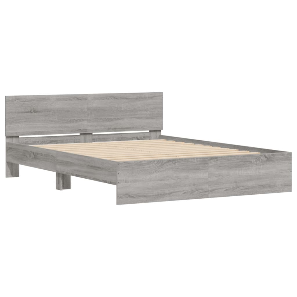 vidaXL Bed Frame with LED without Mattress Grey Sonoma 160x200 cm