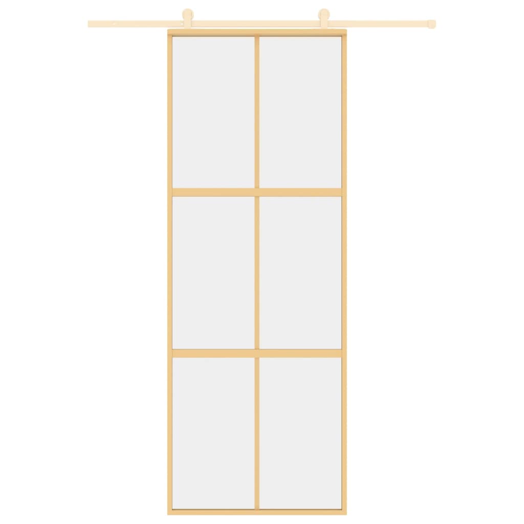 vidaXL Sliding Door Gold 76x205 cm Clear ESG Glass and Aluminium