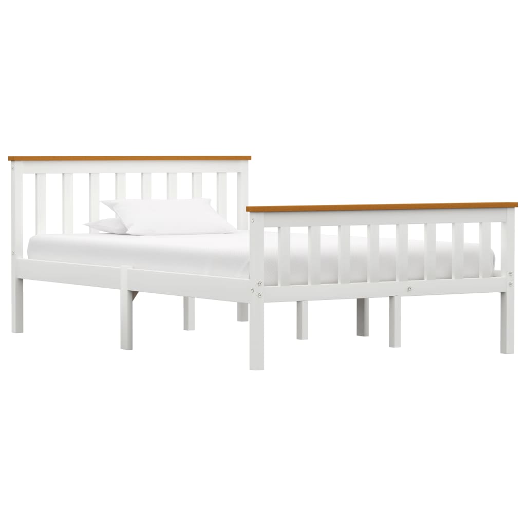 vidaXL Bed Frame without Mattress White Solid Pinewood 120x200 cm