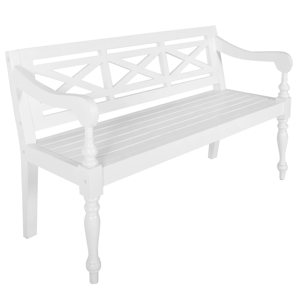 vidaXL Batavia Bench 123 cm Solid Mahogany Wood White