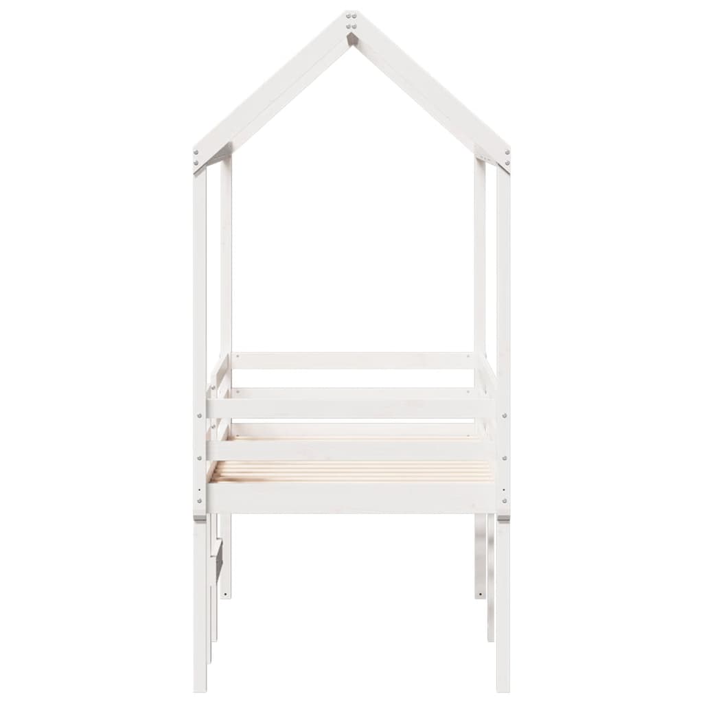 vidaXL High Sleeper Bed without Mattress White 75x190 cm Small Single Solid Wood Pine