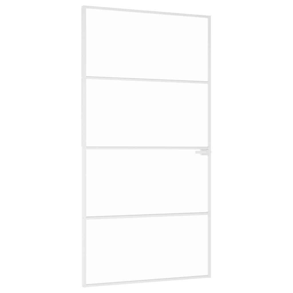 vidaXL Interior Door White 102x201.5 cm Tempered Glass&Aluminium Slim