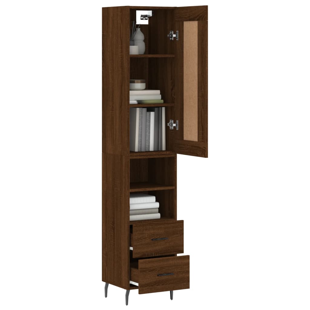 vidaXL Highboard Brown Oak 34.5x34x180 cm Engineered Wood