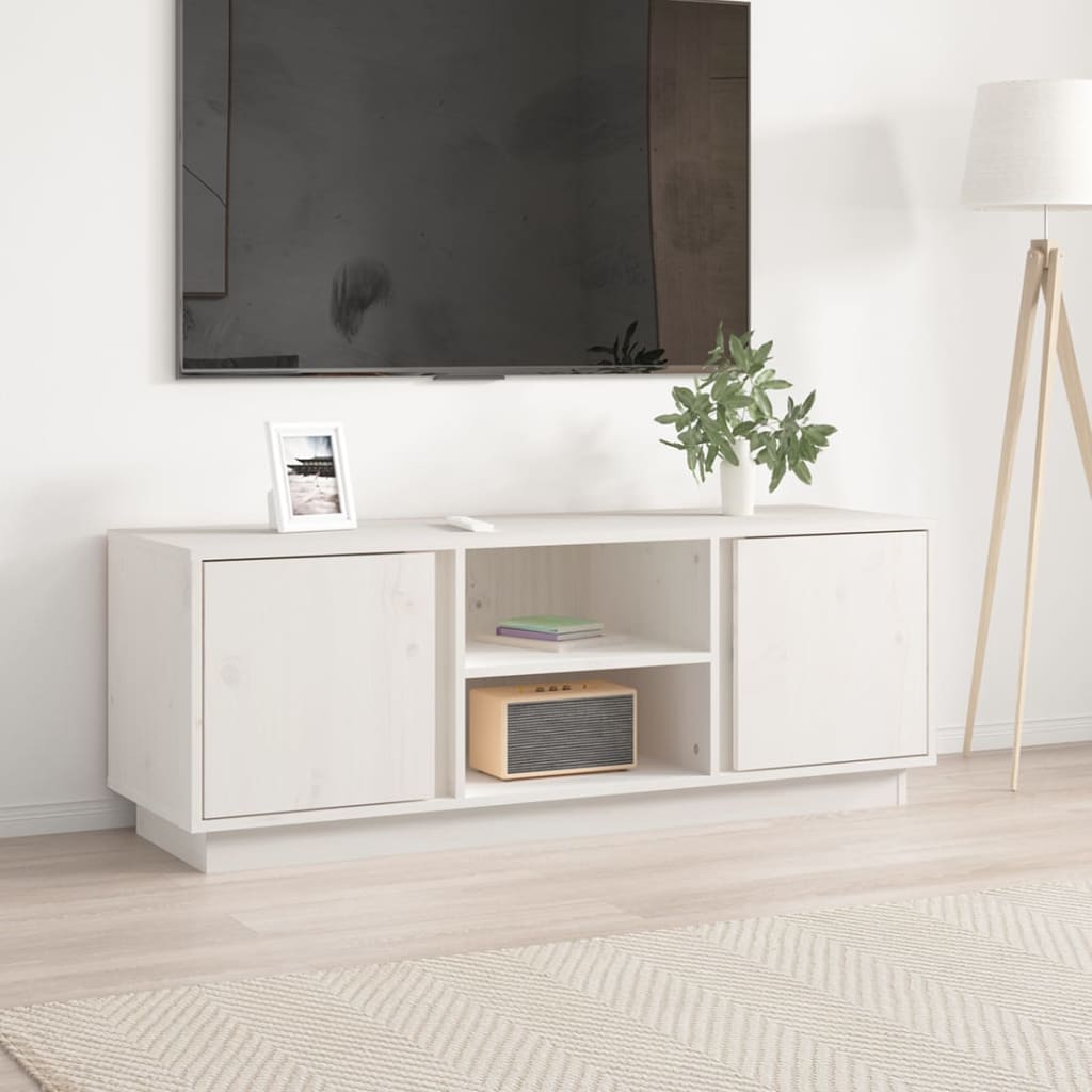 vidaXL TV Cabinet White 110x35x40.5 cm Solid Wood Pine