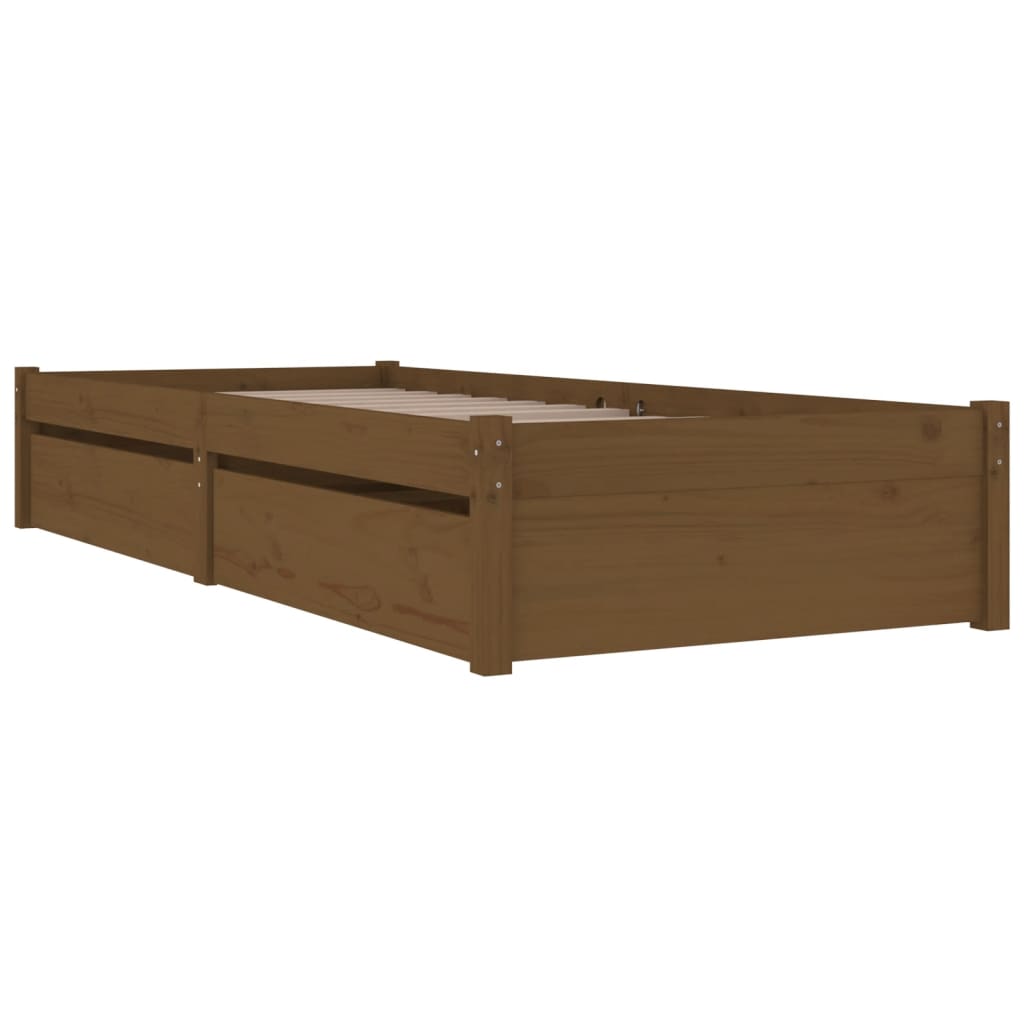 vidaXL Bed Frame without Mattress with Drawers Honey Brown 90x200 cm (814937+814987)