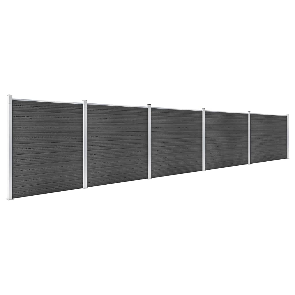 vidaXL Fence Panel Set WPC 872x186 cm Black