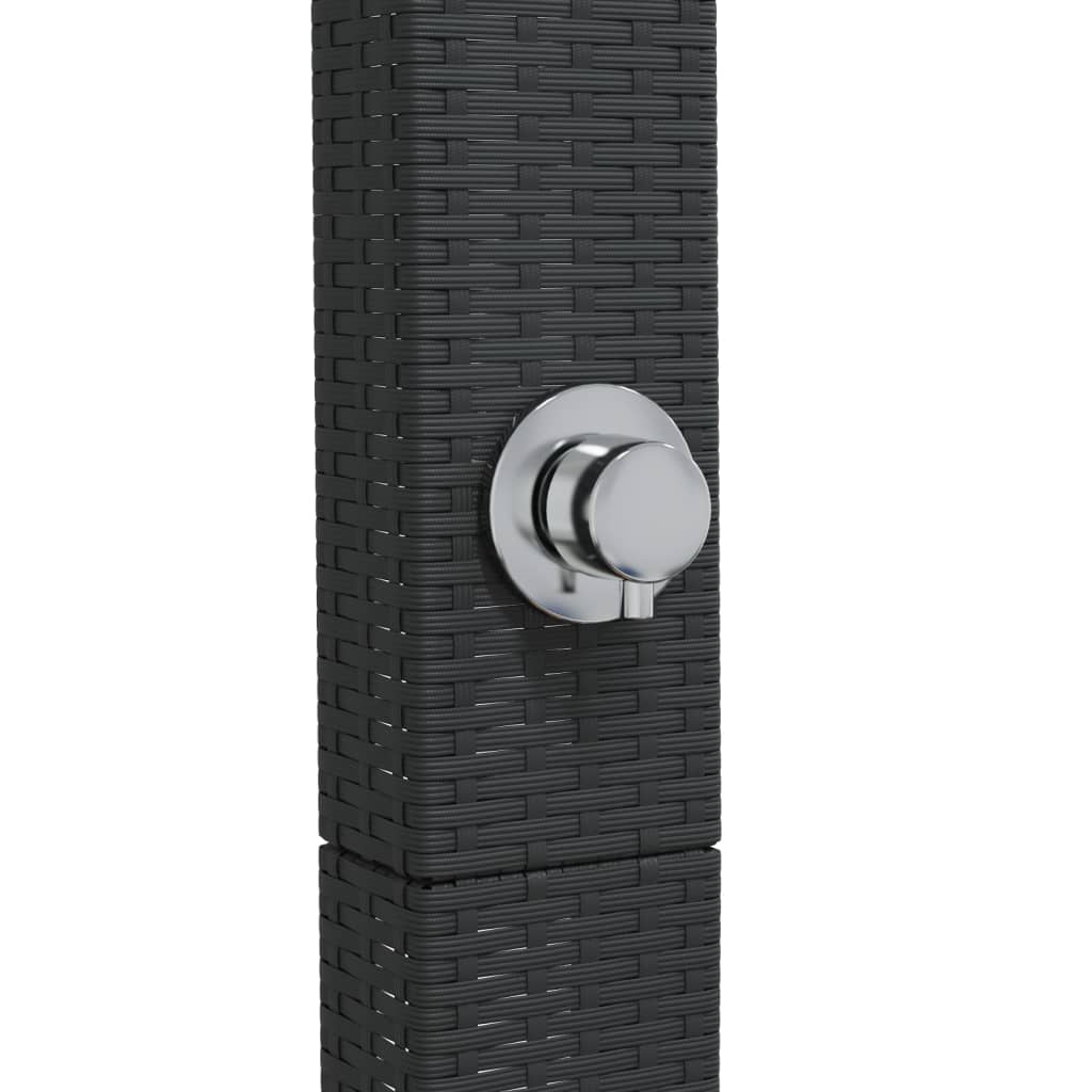 vidaXL Outdoor Shower Black 50x55x224 cm Poly Rattan and Acacia Wood