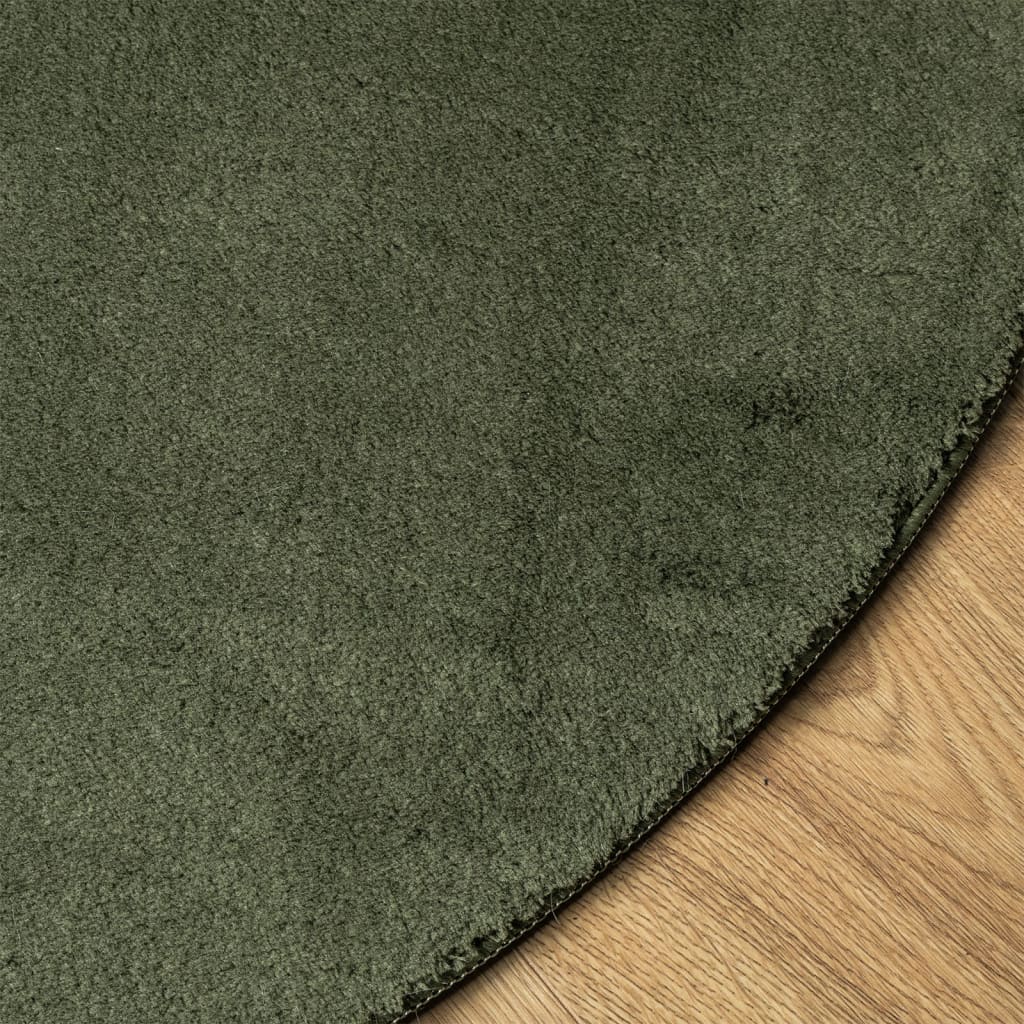 vidaXL Rug HUARTE Short Pile Soft and Washable Forest Green Ø 160 cm