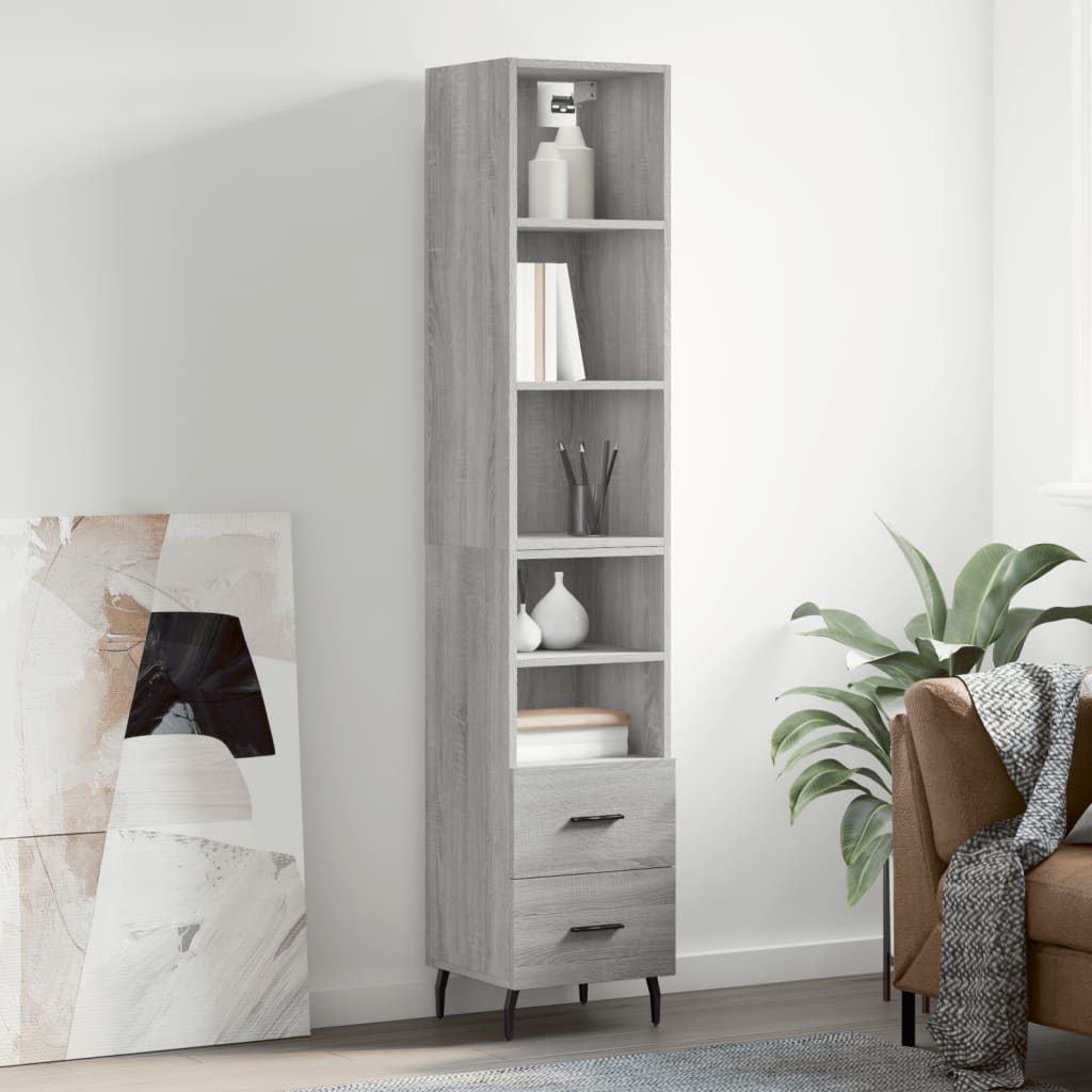 vidaXL Highboard Grey Sonoma 34.5x34x180 cm Engineered Wood