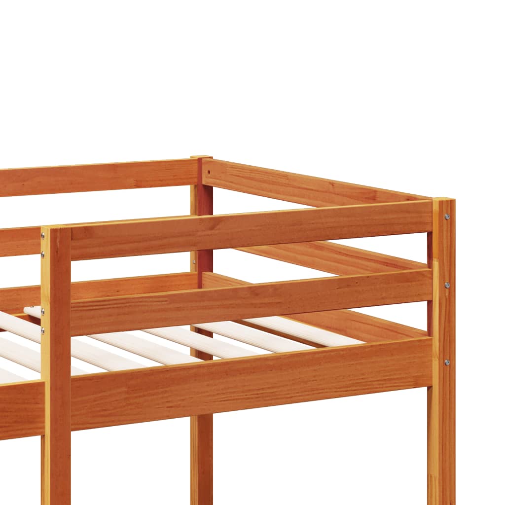 vidaXL Loft Bed Frame without Mattress Wax Brown 75x190cm Solid Wood Pine