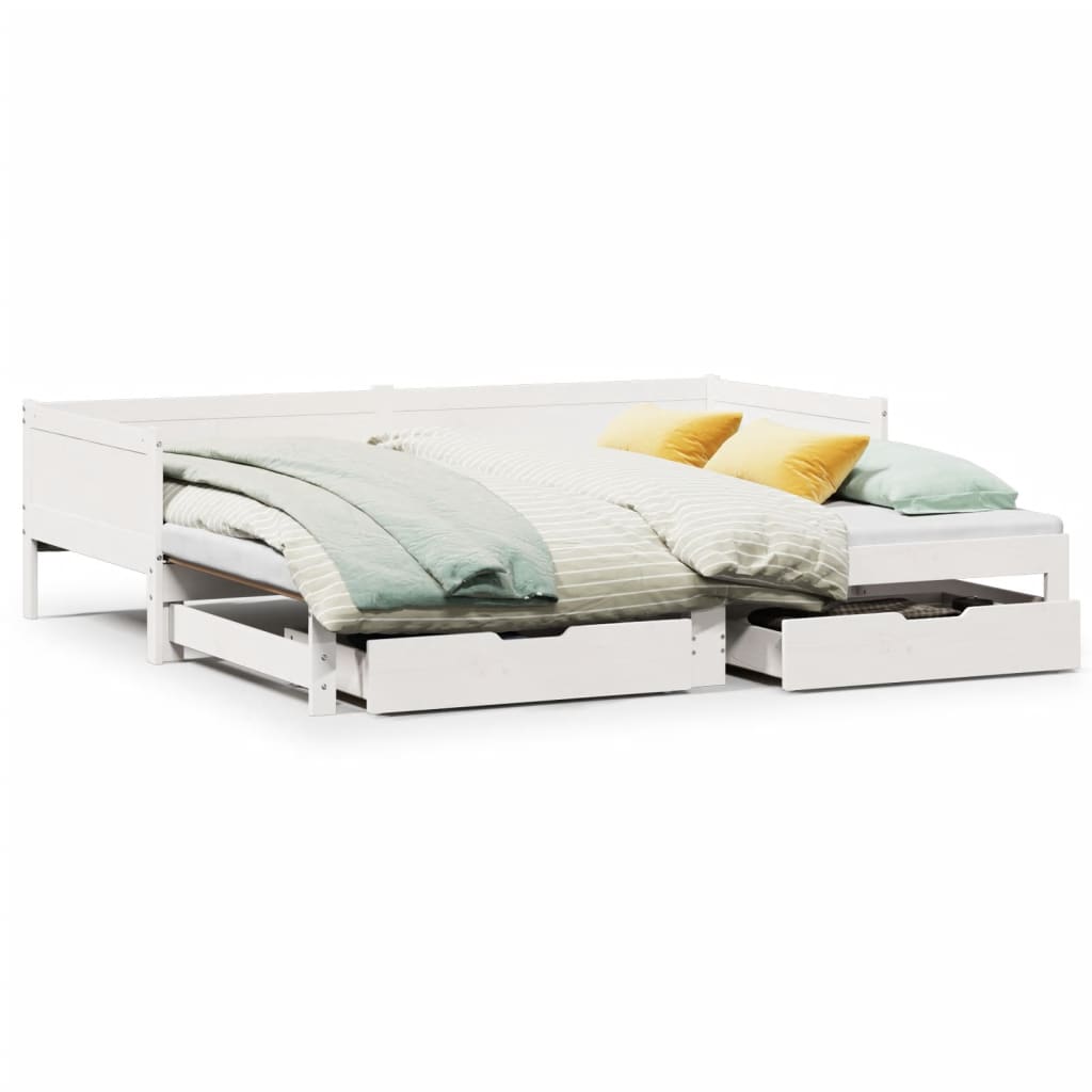 vidaXL Daybed with Trundle and Drawers without Mattress White 80x200 cm