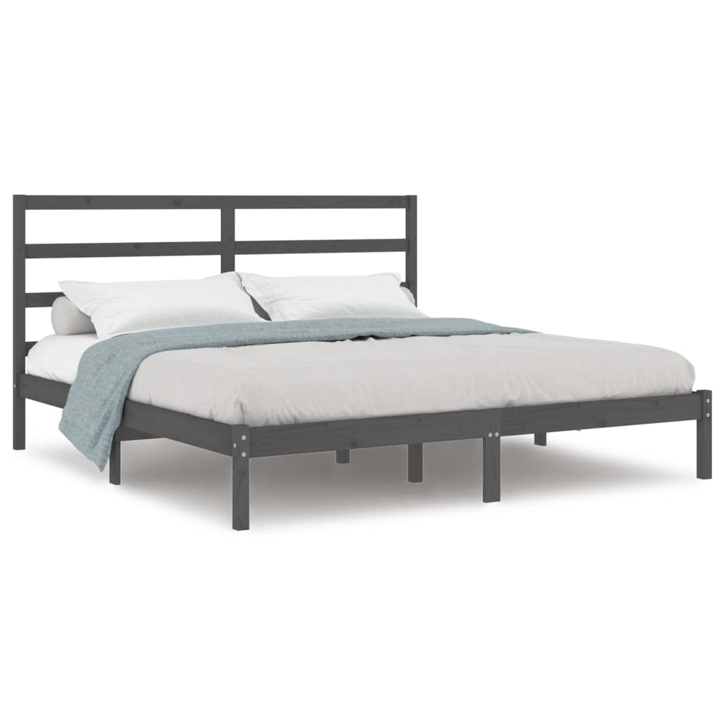 vidaXL Bed Frame without Mattress Grey 200x200 cm Solid Wood Pine