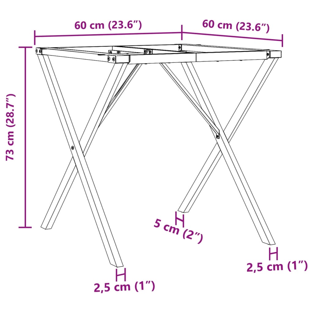 vidaXL Dining Table Legs X-Frame 60x60x73 cm Cast Iron