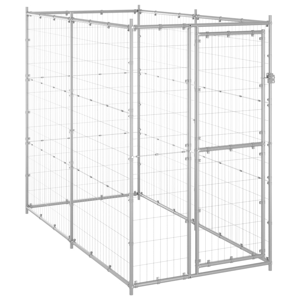 vidaXL Outdoor Dog Kennel Galvanised Steel 110x220x180 cm