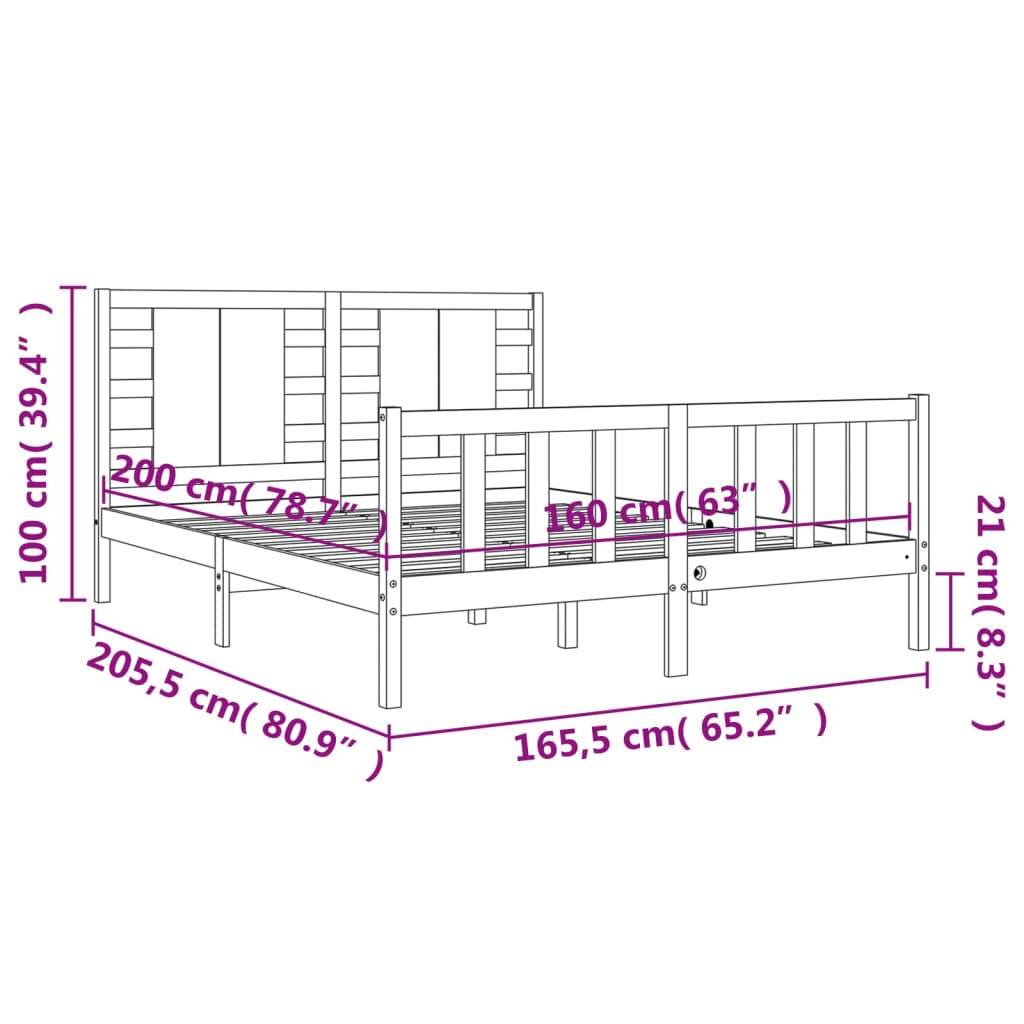 vidaXL Bed Frame without Mattress White 160x200 cm Solid Wood Pine