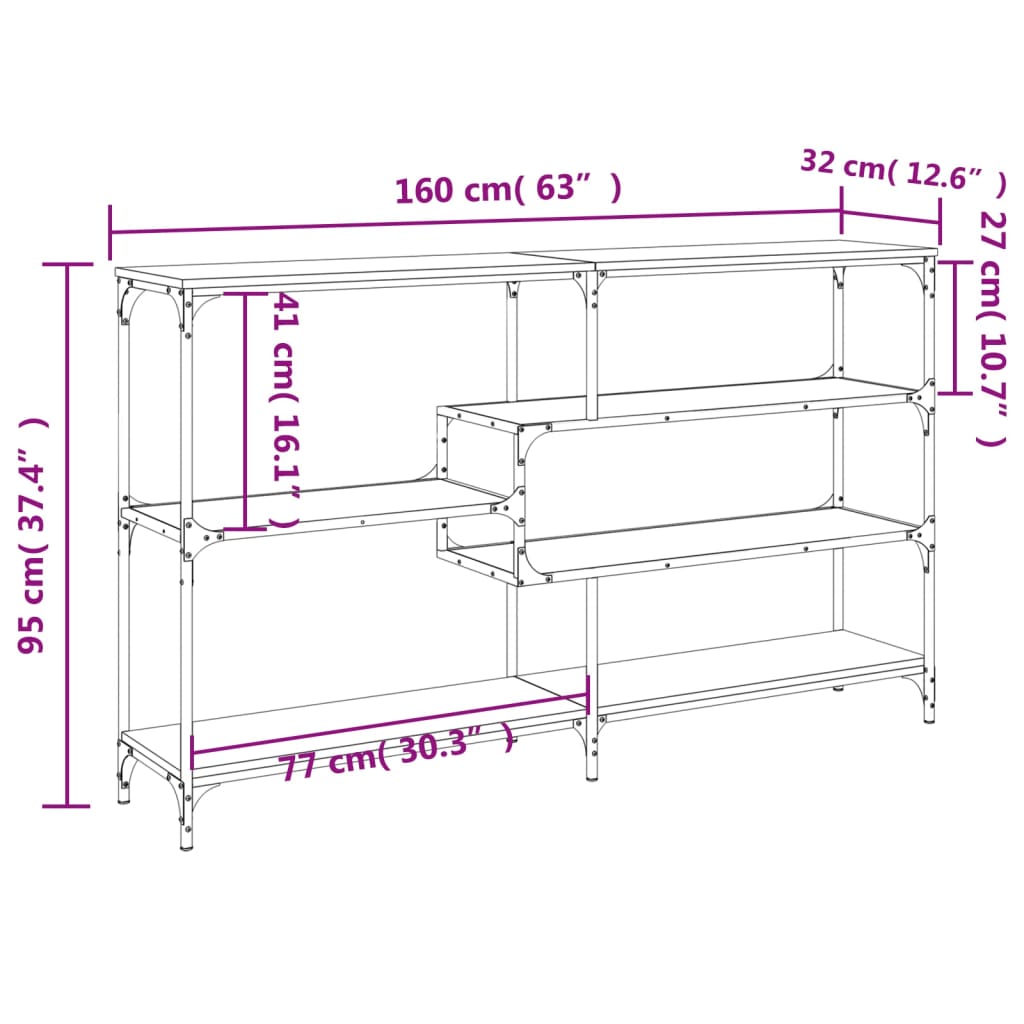 vidaXL Console Table Smoked Oak 160x32x95 cm Engineered Wood